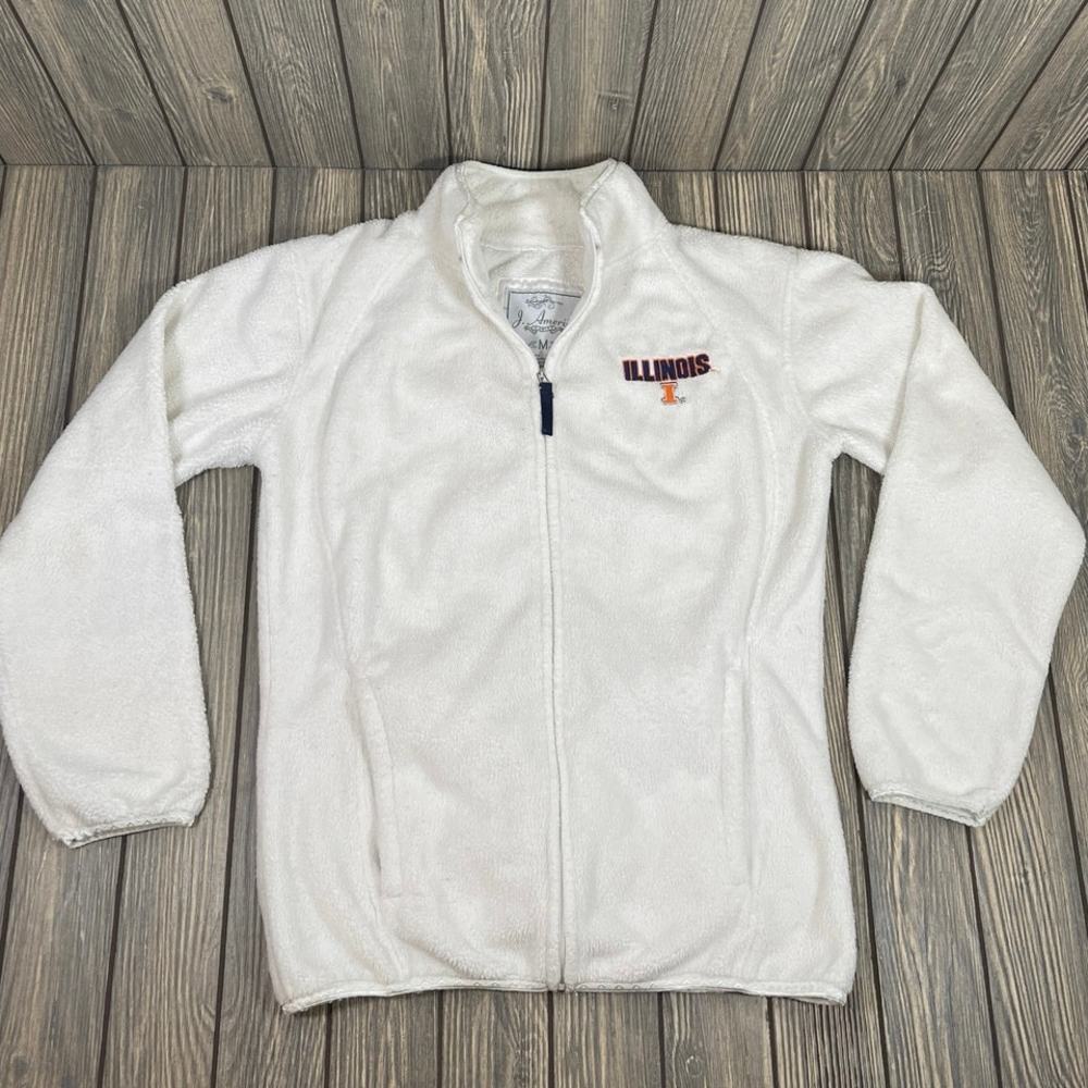Illinois Fighting Illiini J America Vanity Zip Fleece‎ Jacket White Women Sz M